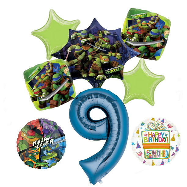 Teenage Mutant Ninja Turtles 9th Birthday Party Supplies and TMNT Balloon Bouquet Decorations 